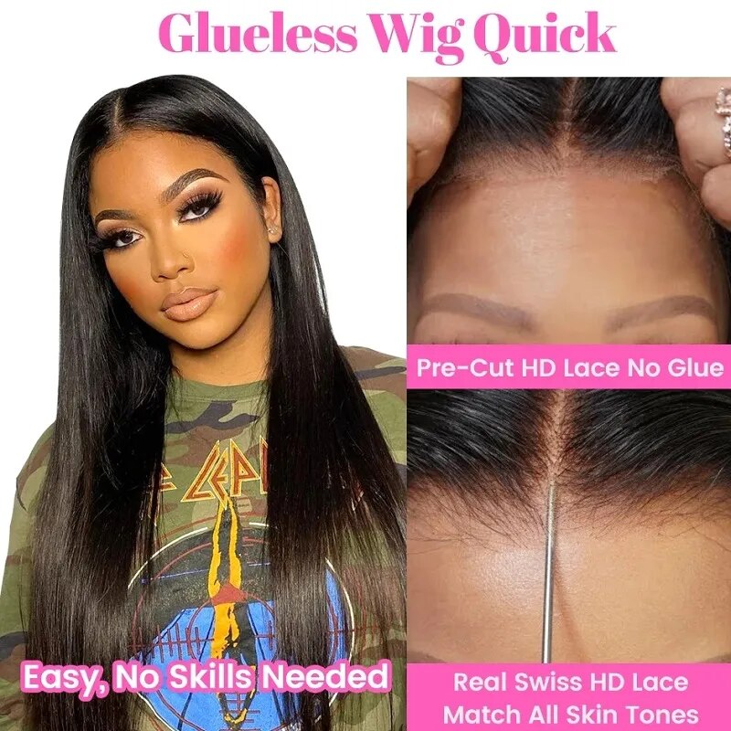 Wear And Go Straight Lace Closure Wigs Human Hair Pre Cut Hairline Ready to Go Wigs For Women Glueless HD Lace Wigs - Image 3