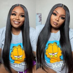 Wear And Go Straight Lace Closure Wigs Human Hair Pre Cut Hairline Ready to Go Wigs For Women Glueless HD Lace Wigs