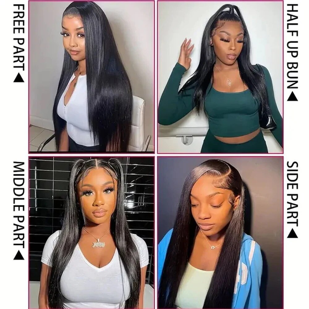 Wear & Go Glueless Wigs Human Hair Straight 6x4 Pre Cut HD Lace Front Wigs Human Hair Pre Plucked 180% Density Lace Closure Wig - Image 2