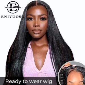 Wear & Go Glueless Wigs Human Hair Straight 6x4 Pre Cut HD Lace Front Wigs Human Hair Pre Plucked 180% Density Lace Closure Wig