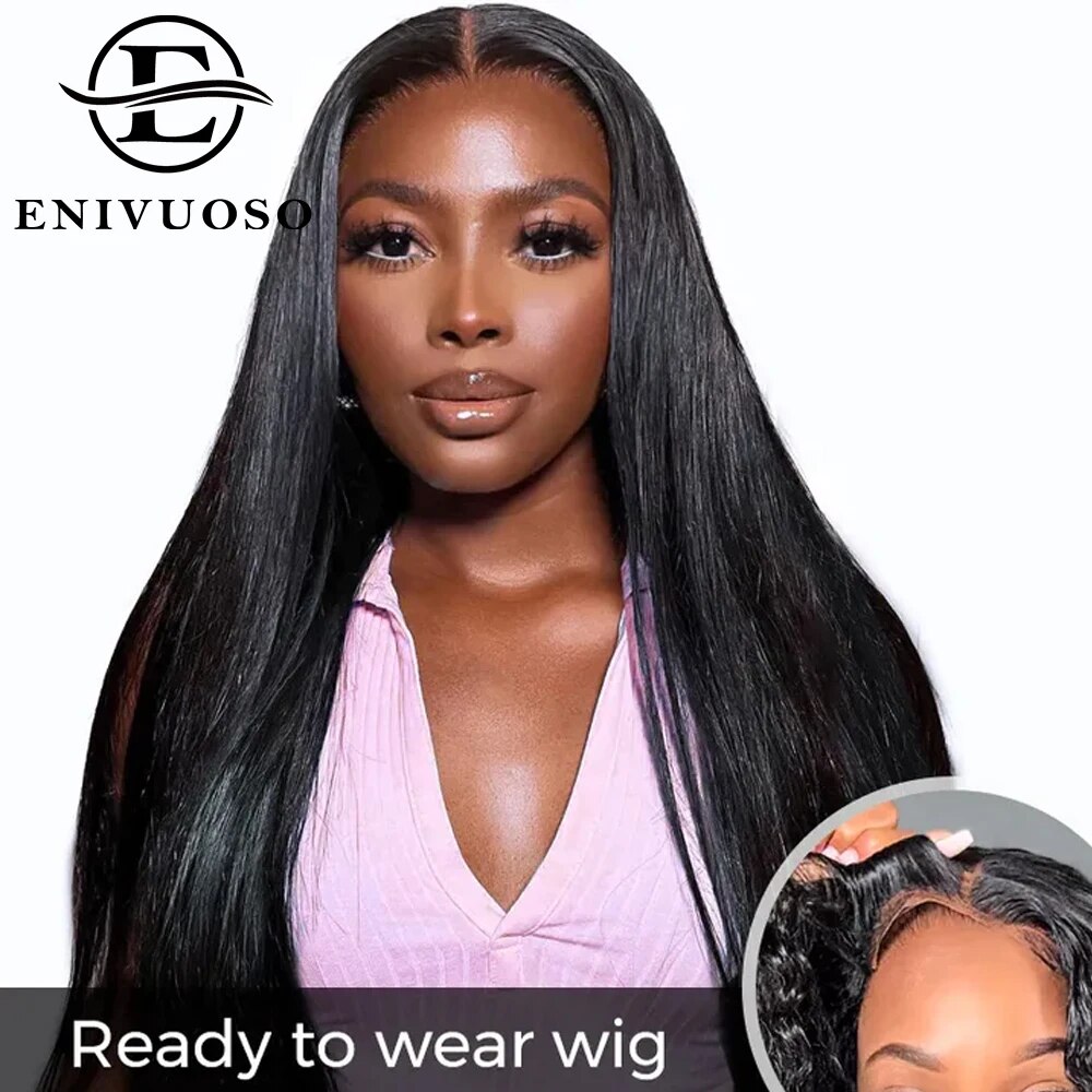 Wear & Go Glueless Wigs Human Hair Straight 6x4 Pre Cut HD Lace Front Wigs Human Hair Pre Plucked 180% Density Lace Closure Wig