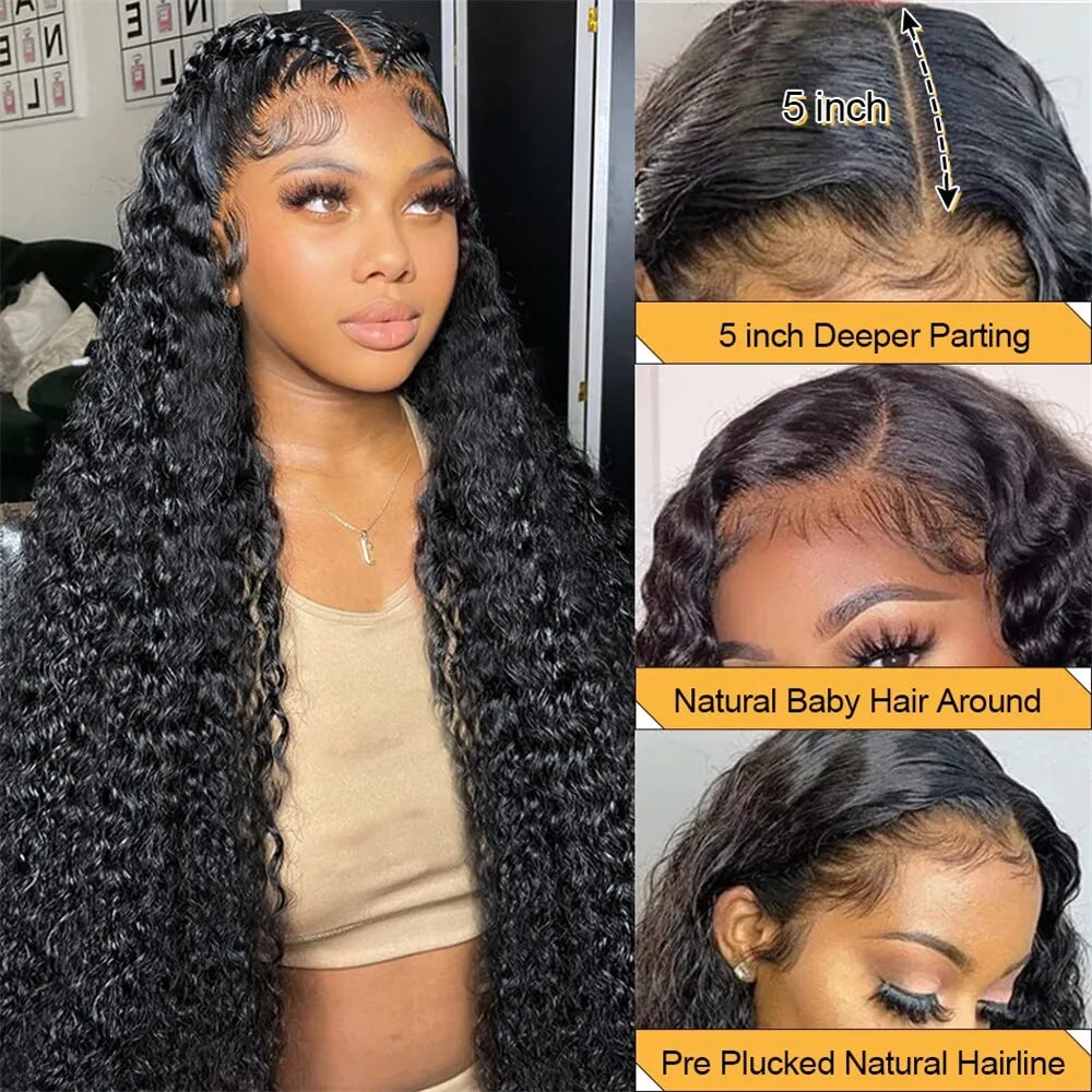 Wear and Go Glueless Wigs Human Hair Pre Plucked Pre Cut Deep Wave 5x5 HD Lace Closure Wigs for Women Airy Cap 180 Density - Image 3